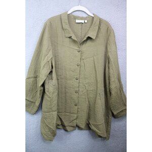 Habitat Olive Green Button-Up Tunic-XL-Lagenlook-Minimalist